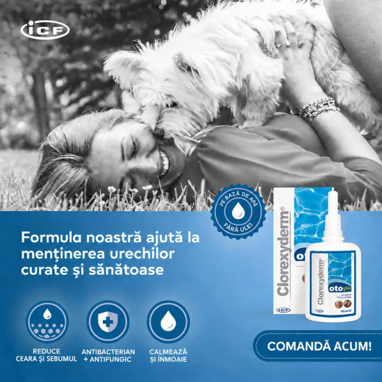 Clorexyderm Oto Piu solutie otica, caini si pisici, 150 ml